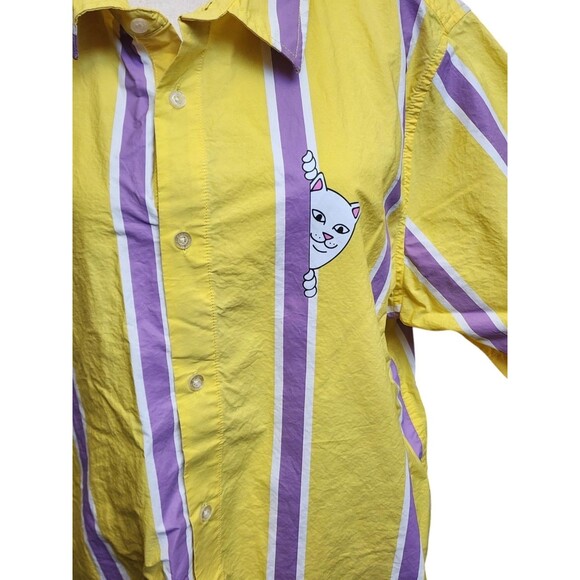 RIPNDIP Other - RipNDip Casual Button Front Shirt Size XL Yellow Stripe Unisex
